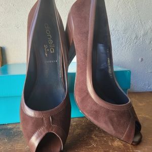 Dionella Brown Kid Suede High Heel Womens 10
